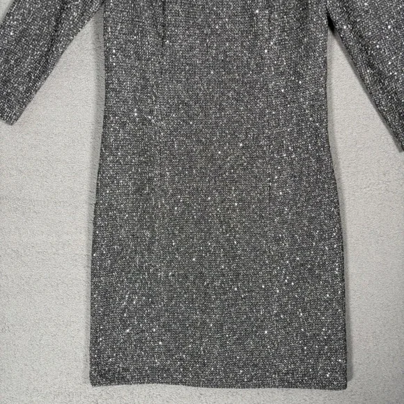 J McLaughlin Henrika Dress Women's Size M Charcoal Sequin Sparkle Sheath Tweed - Picture 9 of 16